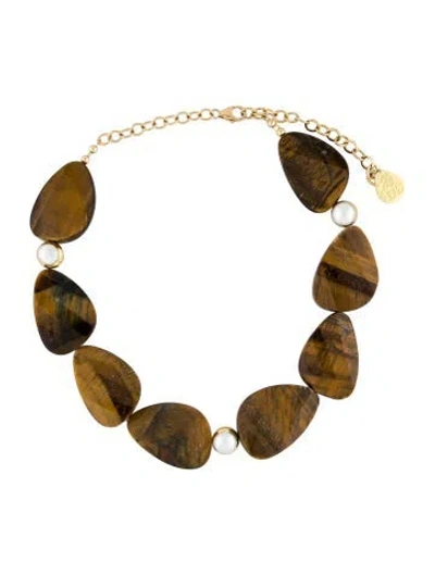 Pre-owned Devon Leigh Pearl & Stone Collar Necklace, 19" In Multi