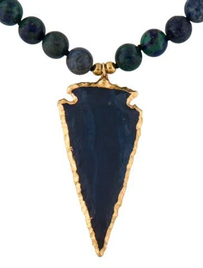 Pre-owned Devon Leigh Stone Arrowhead Bead Pendant Necklace, 25" In Multi