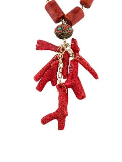 Pre-owned Devon Leigh Stone Bead Strand Lavalier Necklace In Multi