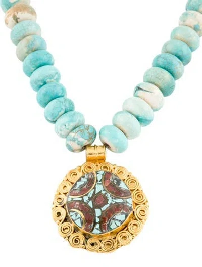 Pre-owned Devon Leigh Stone Bead Strand Pendant Necklace, 18.5" In Multi