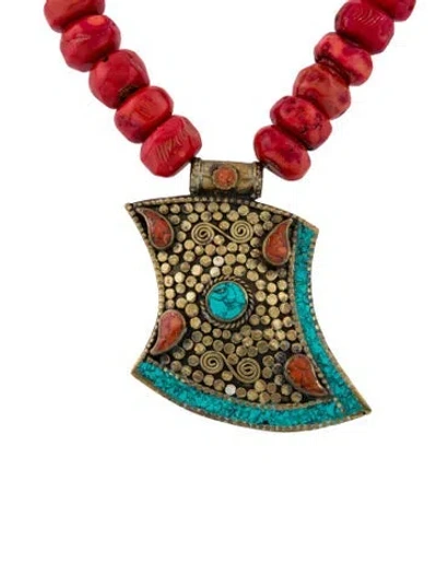 Pre-owned Devon Leigh Stone Pendant Necklace, 17.5" In Multi