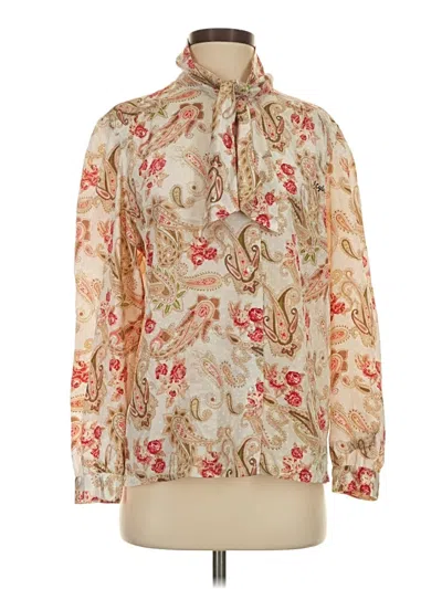 Pre-owned Devon Long Sleeve Blouse In Tan