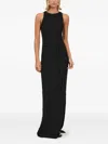 Devon Nova Open-back Belted Dress In Black