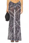 Devon Windsor Akris Sheer Resort Skirt In Navy Palm Print In Black