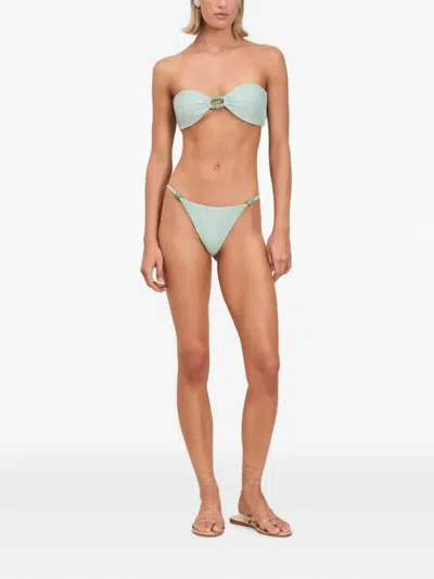 Devon Windsor Alina Bead-embellished Bandeau Bikini Bottoms In Green
