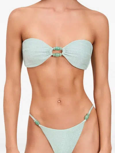 Devon Windsor Anto Bead-embellished Strapless Bikini Top In Blue