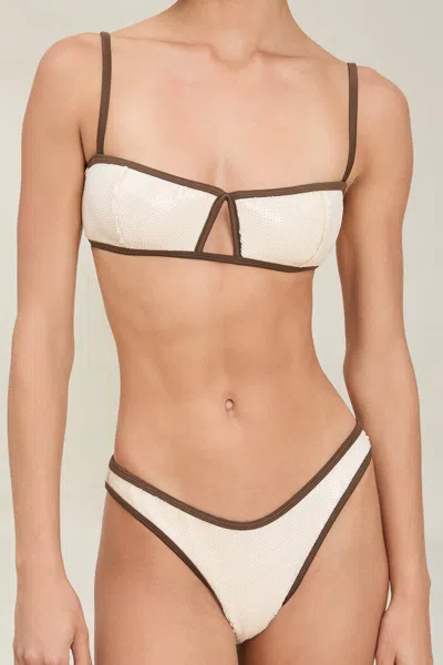 Devon Windsor Anya Bikini Top In Cream Sequin In White