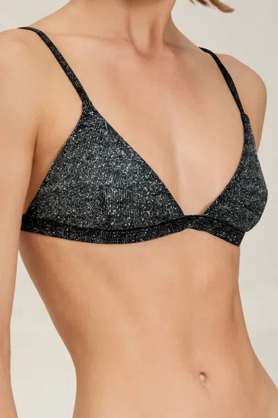 Devon Windsor Aubrie Bikini Top In Glitter Fabric In Disco In Multi