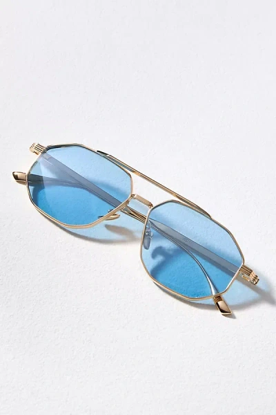 Devon Windsor Cairo Metal Aviator Sunglasses In Blue