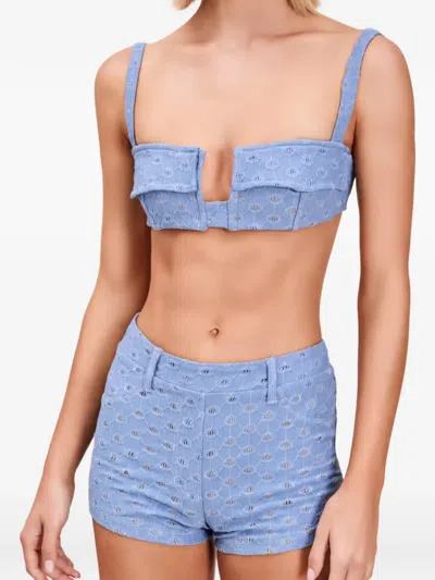 Devon Windsor Chriselle Square-neck Bikini Top In Blue