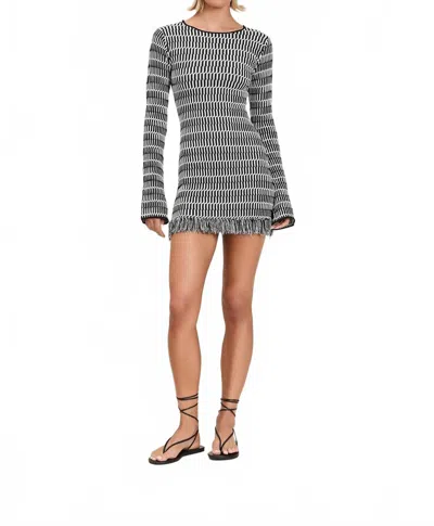 Devon Windsor Costa Long Sleeve Knit Mini Dress In Ash In Multi