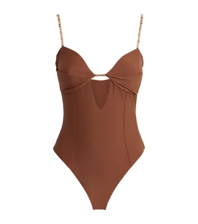 Devon Windsor Cut-out Dawn Swimsuit In Brown