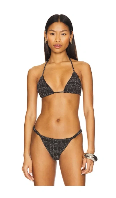 Devon Windsor Drew Bikini Top In Black Tweed