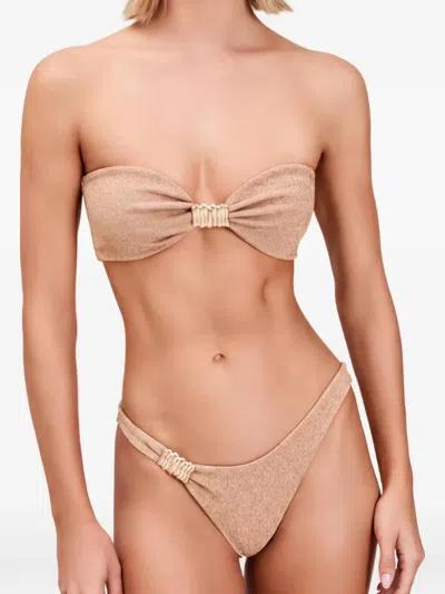 Devon Windsor Embellished Bandeau Bikini In Brown