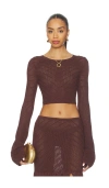 Devon Windsor Erin Longsleeve Top In Brown