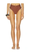 Devon Windsor Evalina Gold-tone-hardware Bikini Bottoms In Brown