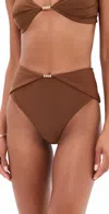 Devon Windsor Evalina Gold-tone-hardware Bikini Bottoms In Brown