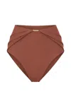 Devon Windsor Evalina Gold-tone-hardware Bikini Bottoms In Brown