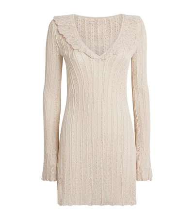 Devon Windsor Knitted Davina Mini Dress In Neutral