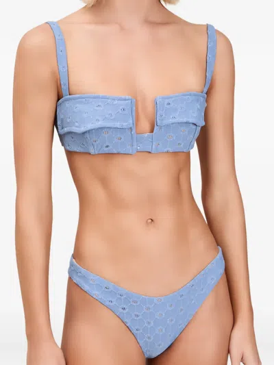 Devon Windsor Larissa Low-rise Bikini Bottoms In Blue