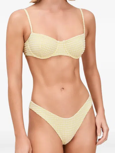 Devon Windsor Laurel Gingham-check Bikini Top In Multi
