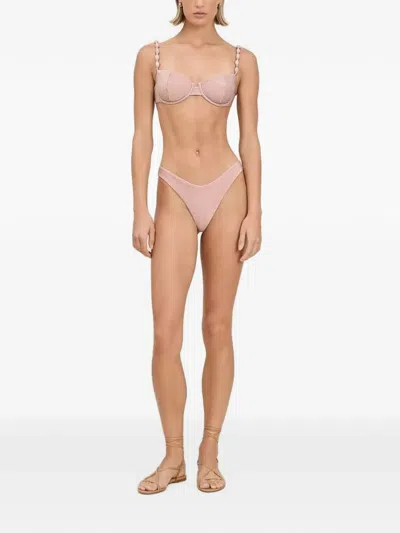 Devon Windsor Lee Metallic Bikini Bottoms In Pink