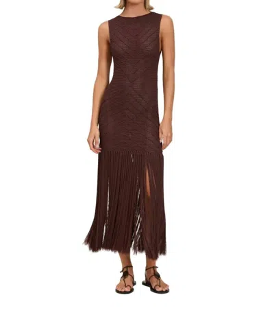 Devon Windsor Leiza Fringe Dress In Mahogany In Brown