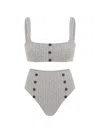 Devon Windsor Malia Herringbone-pattern Button-detail Bikini In Multi