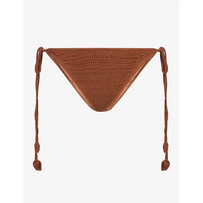 Devon Windsor Mens Almond Ammie Crochet Knit Bikini Bottoms In Brown