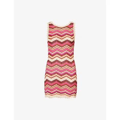 Devon Windsor Mens  Alba Zigzag-pattern Knitted Mini Dress In Berry