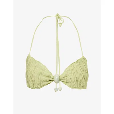 Devon Windsor Mens Matcha Kyla Open-knit Bikini Top In Green