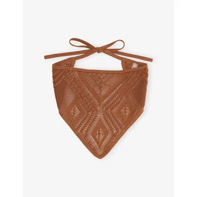 Devon Windsor Mens Triangular Crochet Bandana Almond