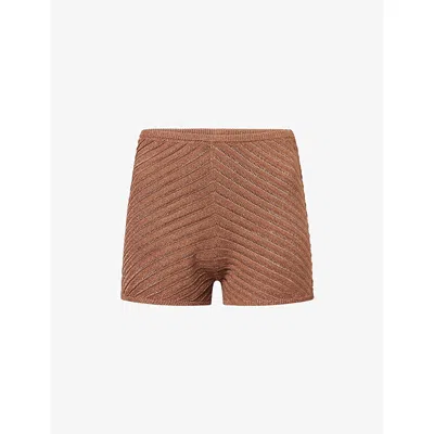 Devon Windsor Mens Truffle Gem Metallic Knit Shorts In Brown
