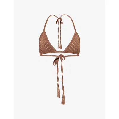 Devon Windsor Mens Truffle Lucinda Triangle Woven Bikini Top In Brown
