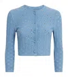 Devon Windsor Open-work Reed Cropped Jacket In Blue