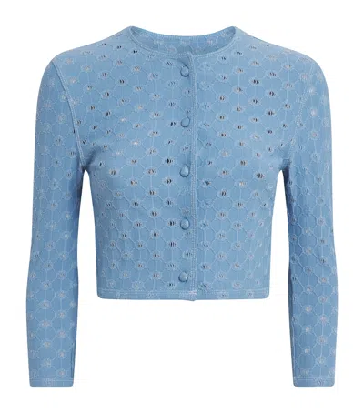 Devon Windsor Open-work Reed Cropped Jacket In Blue