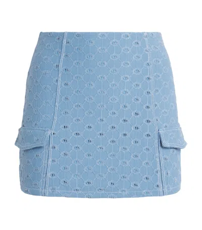 Devon Windsor Open-work Romina Mini Skirt In Blue