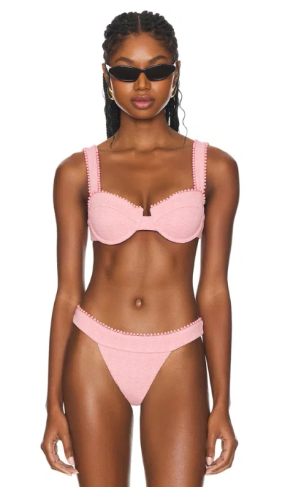 Devon Windsor Palmer Bikini Top In Pink Tweed