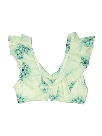 Pre-owned Devon Windsor Swimsuit Top Ivory Tie-dye Pattern Swimwear In White