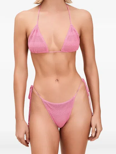 Devon Windsor Tassel-detail Cable-knit Bikini In Pink