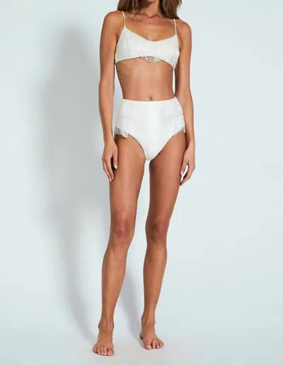 Devon Windsor Vivienne Bikini Bottom In Off-white Satin In Multi