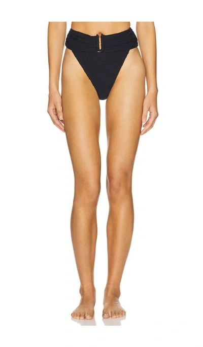 Devon Windsor Walker Bikini Bottom In Black Crinkle