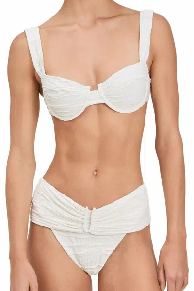 Devon Windsor Walker Bikini Bottom In Cream Crinkle In White