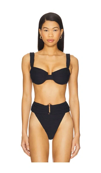 Devon Windsor Wynn Bikini Top In Black Crinkle
