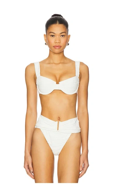 Devon Windsor Wynn Bikini Top In White Crinkle