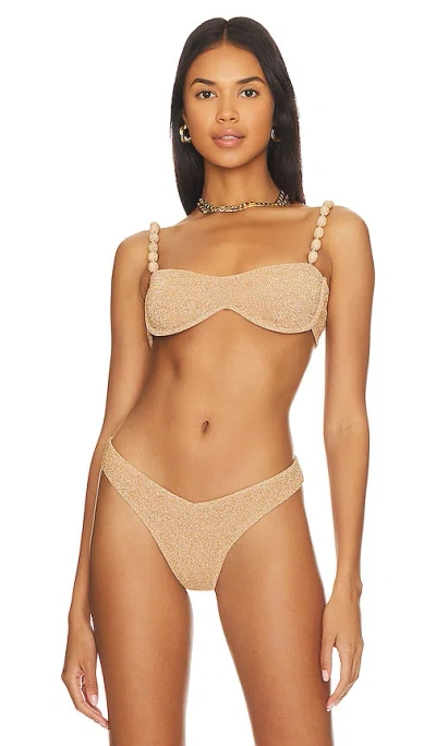 Devon Windsor Harriet Bikini Top In Gold Shimmer