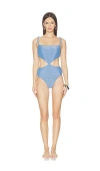 Devon Windsor X Revolve Pippa One Piece Swimsuit In Blue