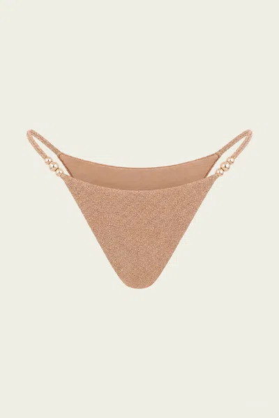 Devon Windsor Zack Bikini Bottom In Gold Shimmer In Brown