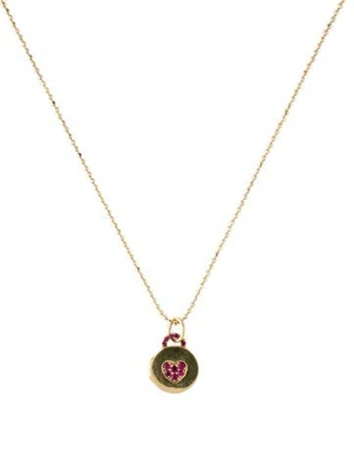Pre-owned Devon Woodhill 18k Ruby Locket W/ 14k Chain, 16" In Multi
