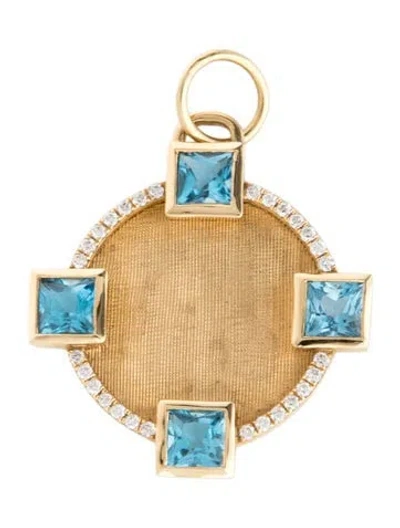 Pre-owned Devon Woodhill 18k Topaz Club Charm, 1.25" In Multicolor